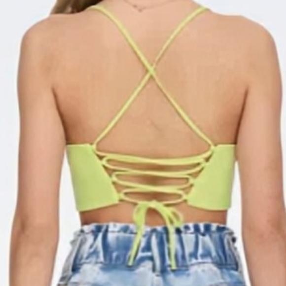 NWT ONLY Pistachio Green Tie Back Baddie Club Ready Crop Top Y2K  Si… - Picture 5 of 5